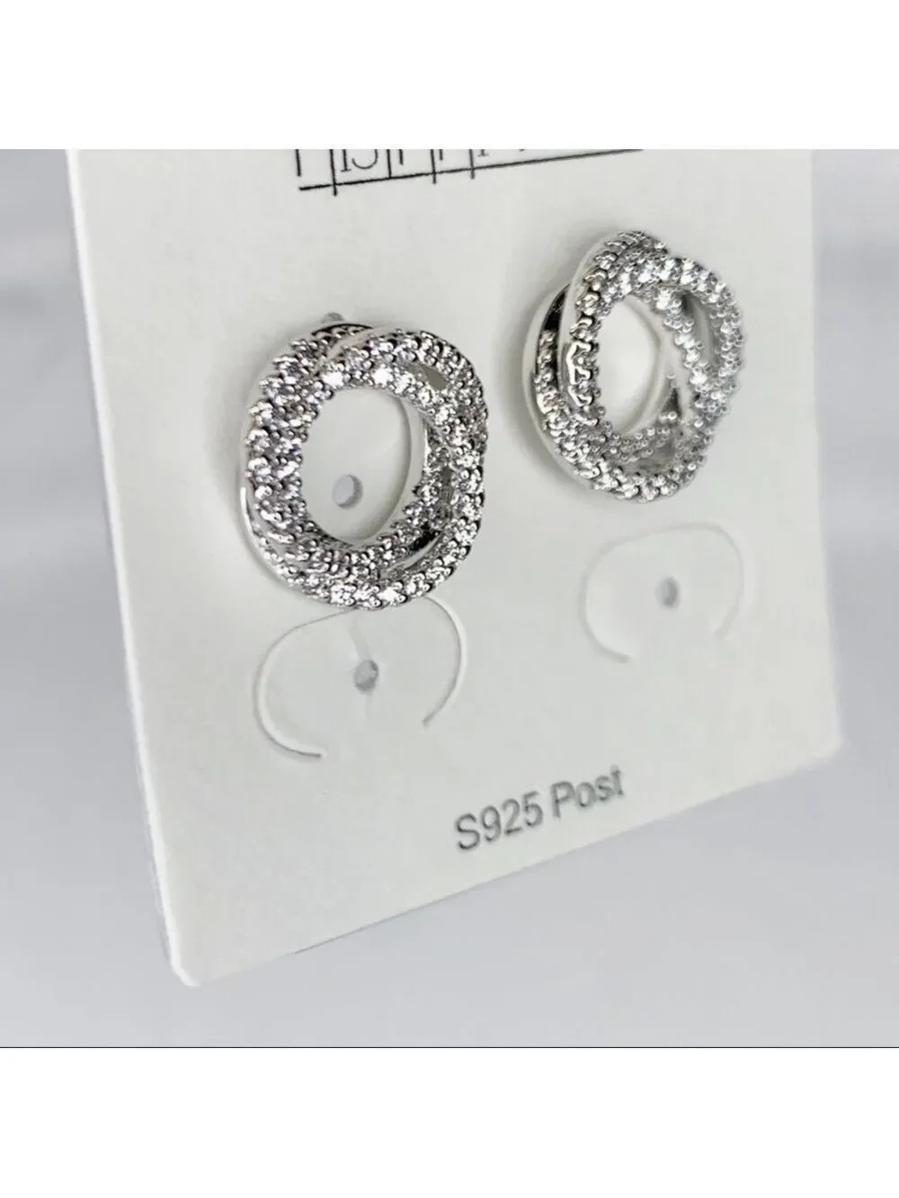 𝅺new STOCK-Pave Zircon Rose shape Silver Earrings